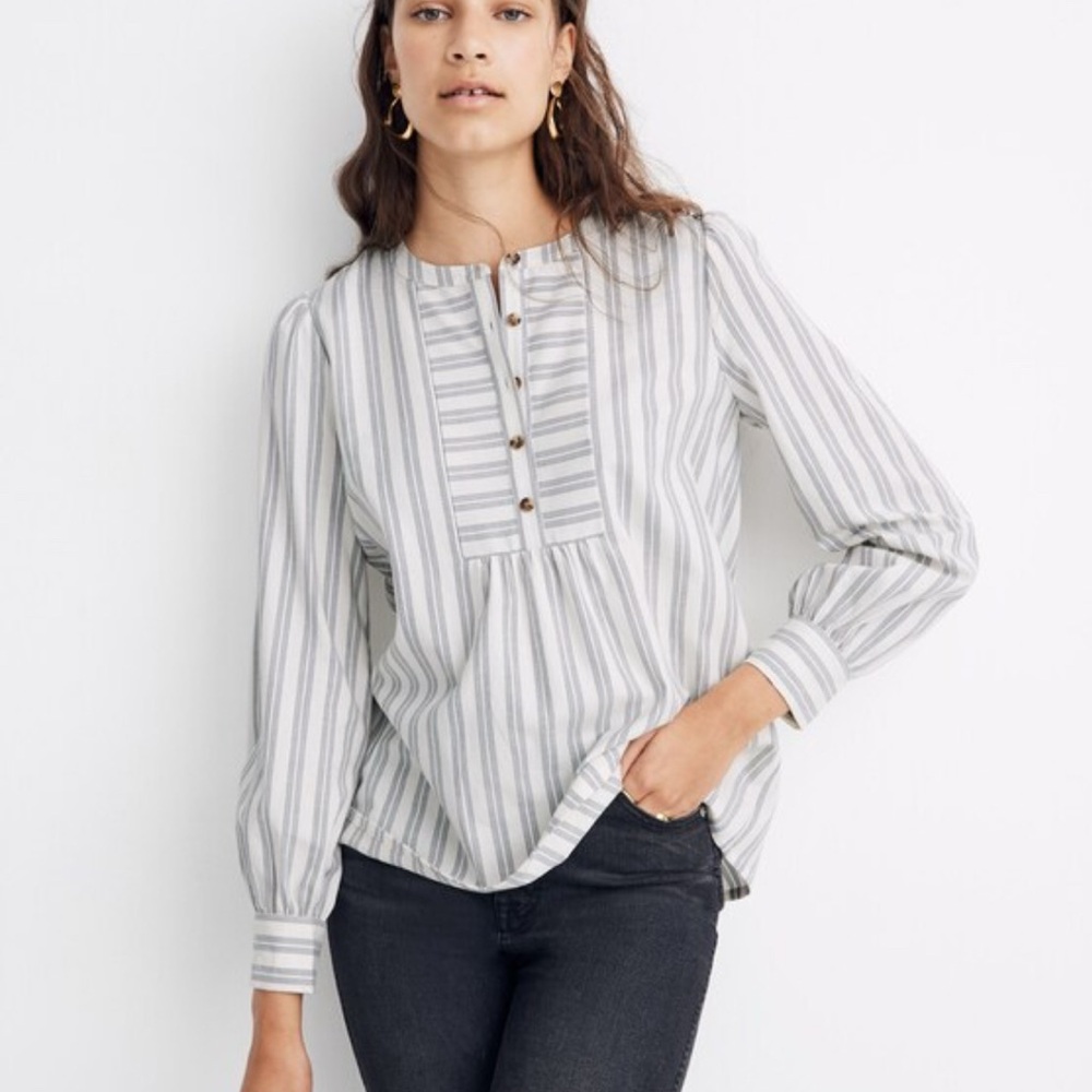 Madewell Leysfield Popover Shirt in Stripe